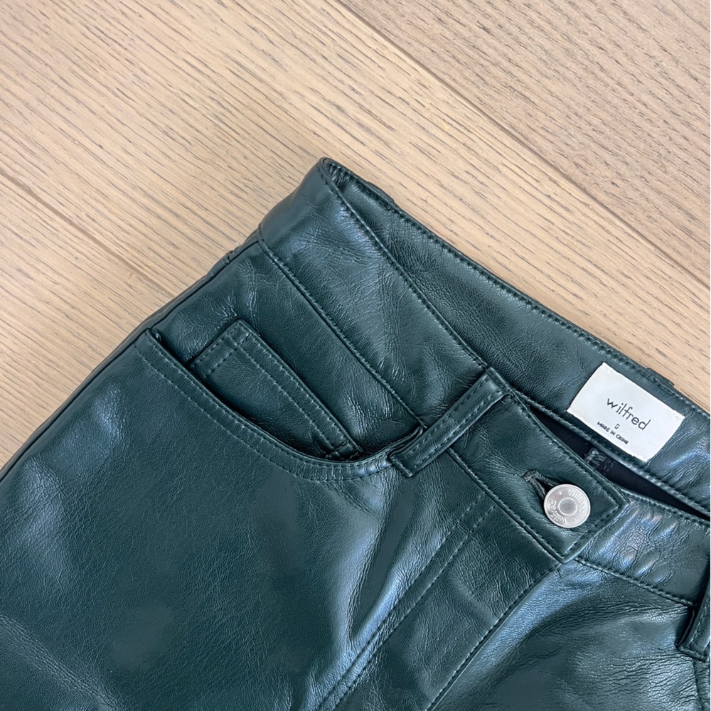 Aritzia Forest Green Leather Melina Pants - Gem